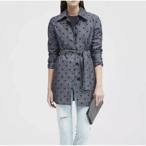 Banana Republic Womens Chambray Polka Dot Trench Coat Size S Belted Classic Chic